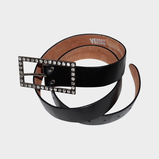 Rhinestone Leather Belt